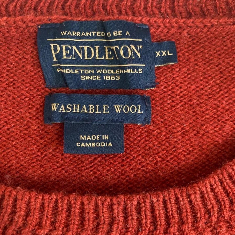 Pendleton Mens Shetland Wool Washable Crew Neck Pullover Sweater XXL Sienna Red
